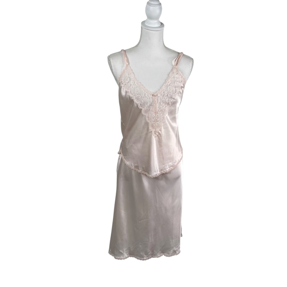 Vintage Maidenform Chantilly Camisole Sz 34 And Slip Sz M Set Pink Lace Dainty